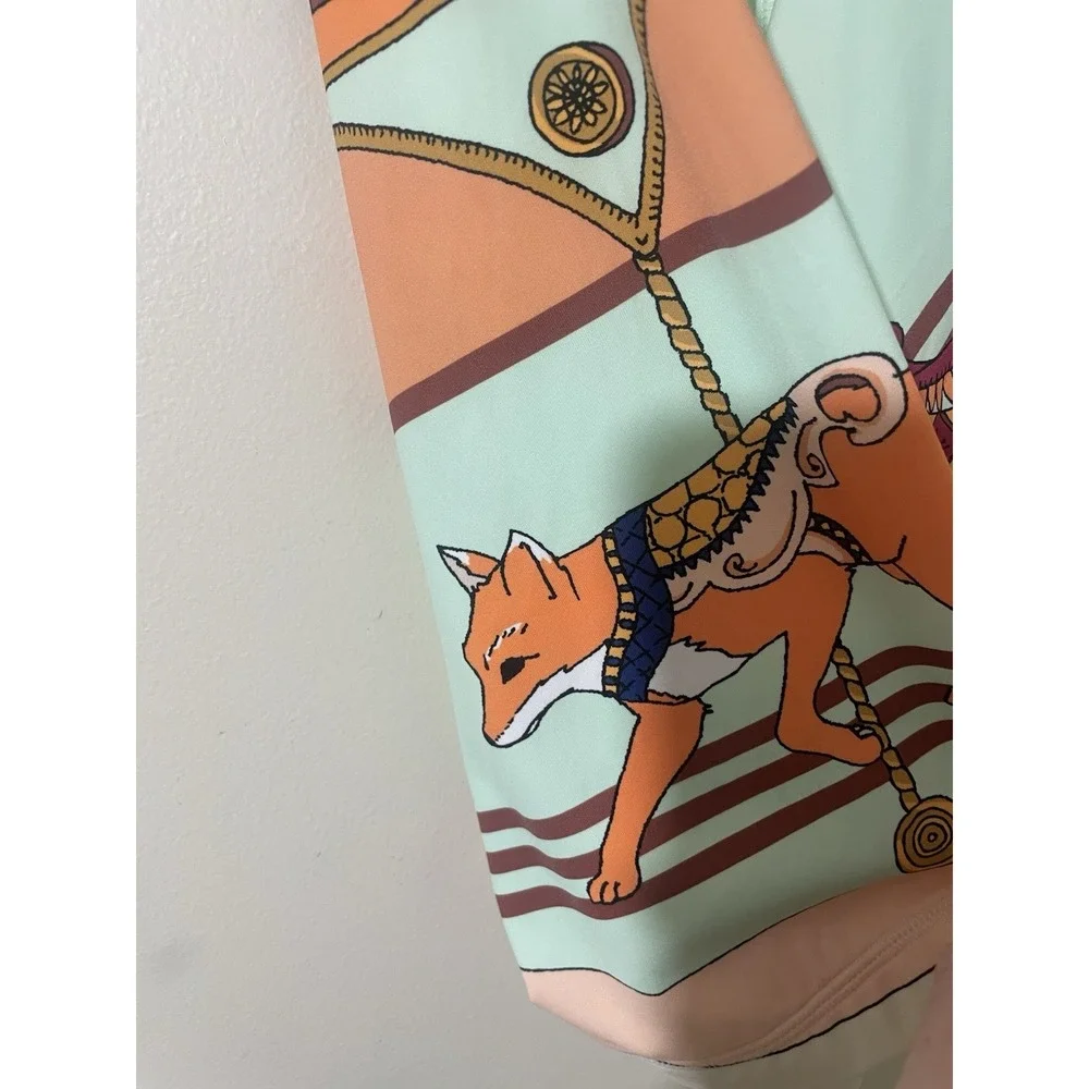 Tory Burch Rare Carousel Printed Silk Weightless Biker Shorts Large Animals NWT